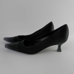 St. John Vintage Sequin Satin Kitten Heel Pumps